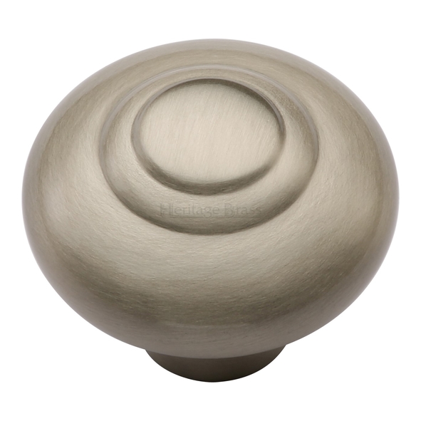 C3985 38-SN • 38 x 16 x 32mm • Satin Nickel • Heritage Brass Ringed Bun Cabinet Knob